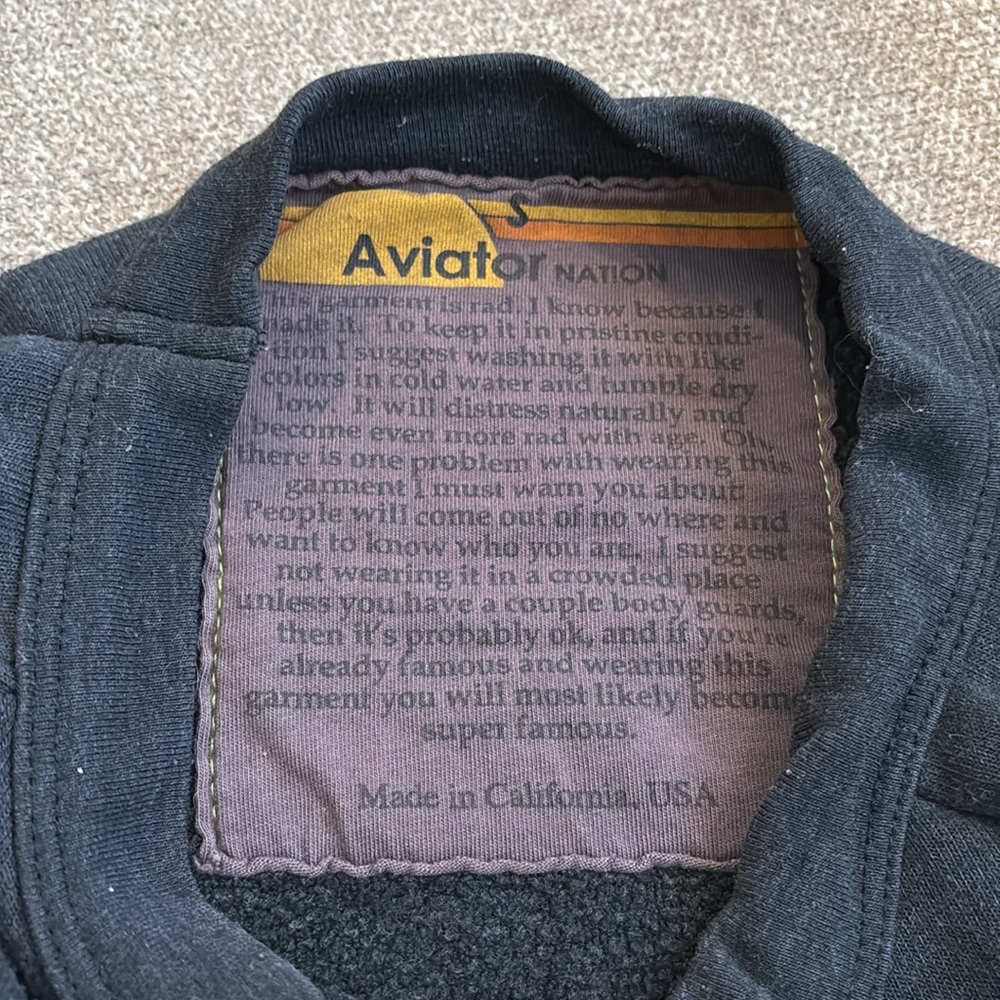 Aviator Nation Black Sweatshirt with Red and White Print - Picture 9 of 9